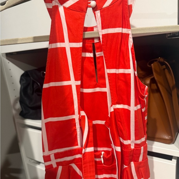 Smak Parlour Chic Backless Red and White Grid Dress - Picture 3 of 4